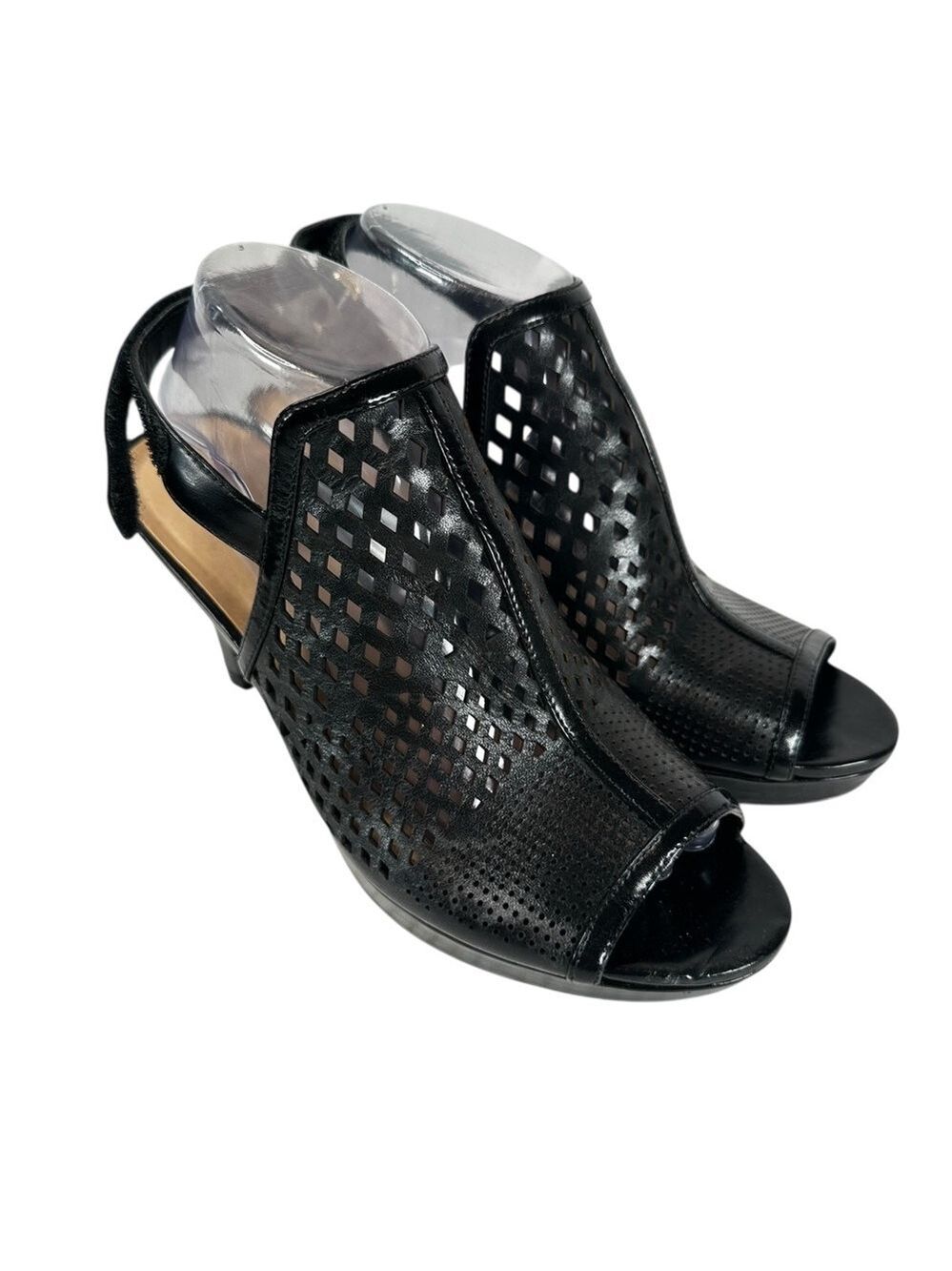 Naturalizer Pola Sandals 9.5 Black Slingback High Heel Open Toe Sleek Comfort